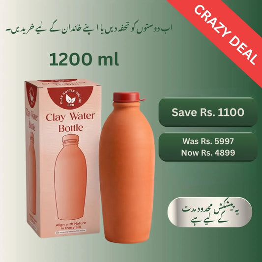 The Family Wellness Trio: 3x 1200ml Large Clay Bottles