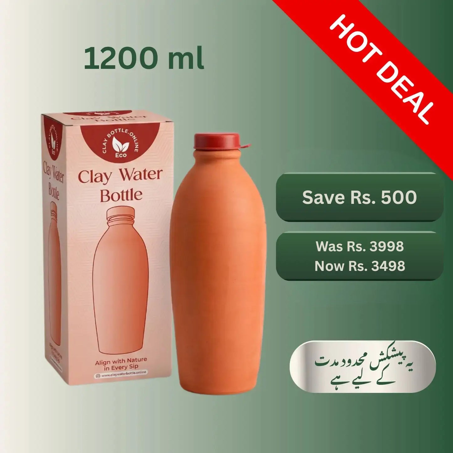 The Office & Home Bundle: 2x 1200ml Large Clay Bottles