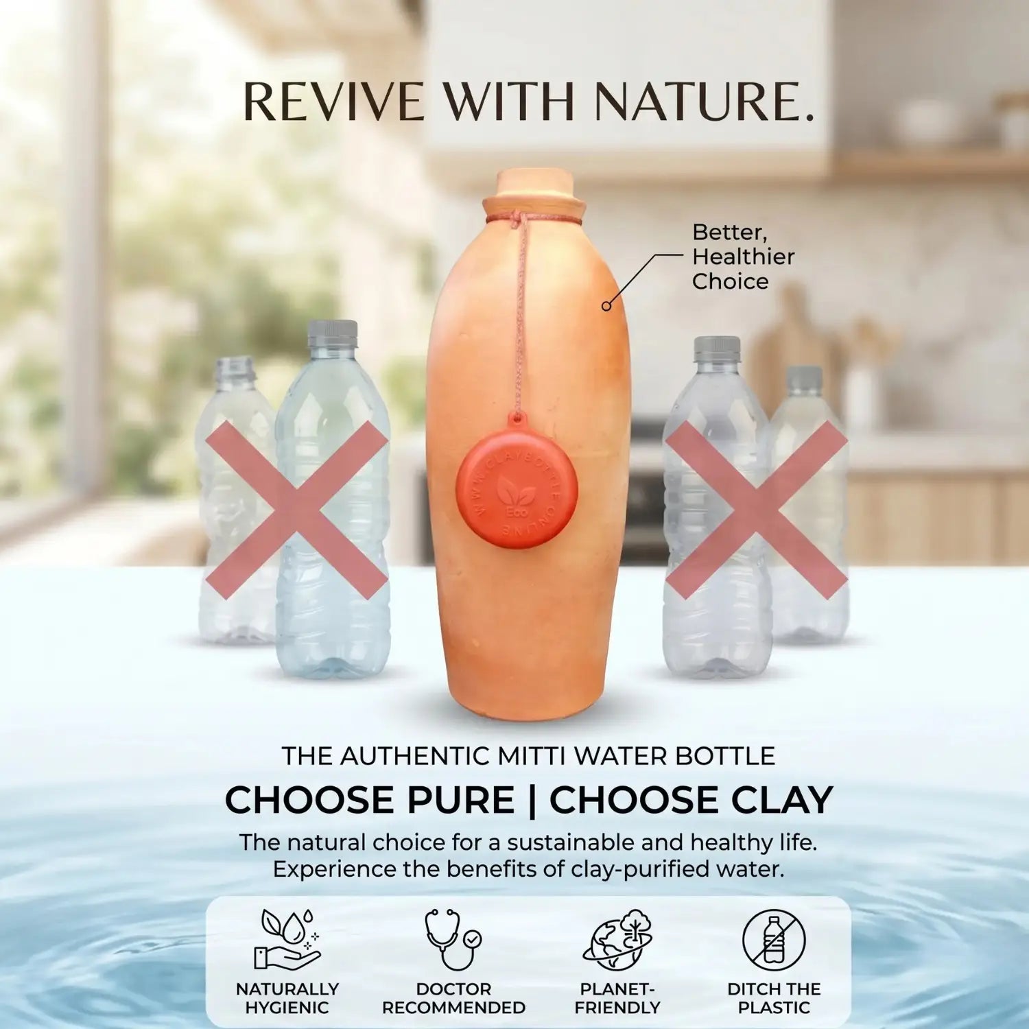 Clay water bottle ensures your water stays thanda and fresh without the chemical aftertaste of plastic.