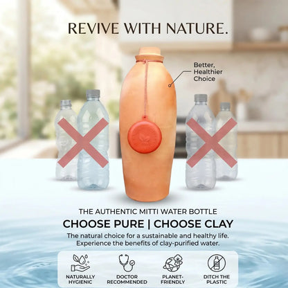 Clay water bottle ensures your water stays thanda and fresh without the chemical aftertaste of plastic.