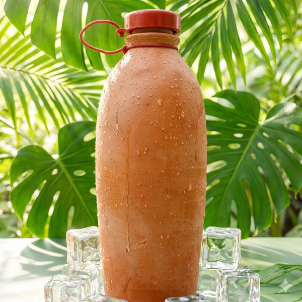 Large Handcrafted Clay Water Bottle – 1200ml