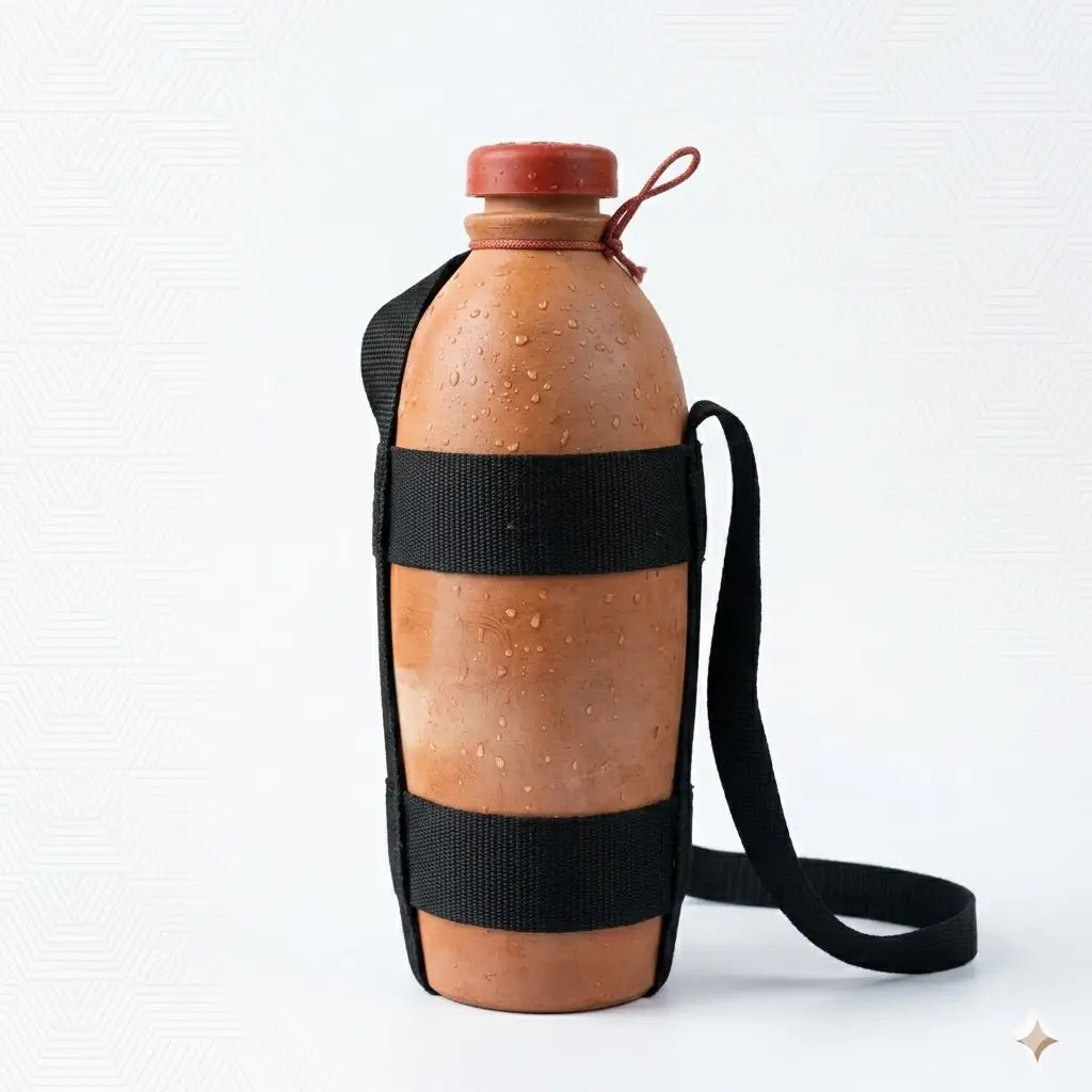 clay wter bottle showing its original shape and color variation 